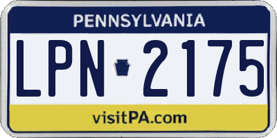 PA license plate LPN2175