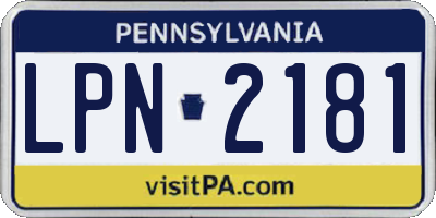 PA license plate LPN2181