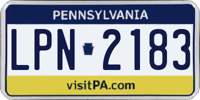 PA license plate LPN2183