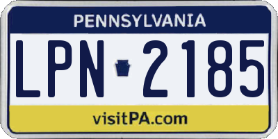 PA license plate LPN2185