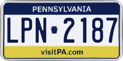 PA license plate LPN2187