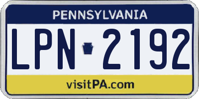 PA license plate LPN2192