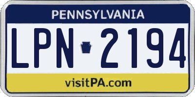 PA license plate LPN2194