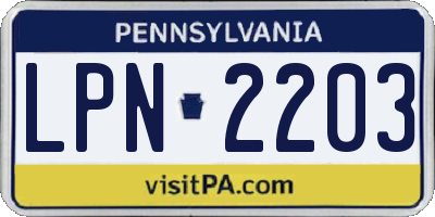 PA license plate LPN2203