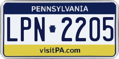 PA license plate LPN2205