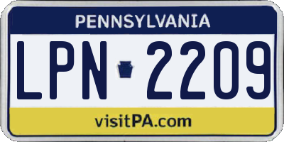 PA license plate LPN2209