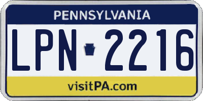 PA license plate LPN2216