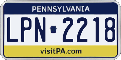 PA license plate LPN2218