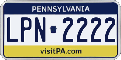 PA license plate LPN2222