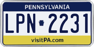 PA license plate LPN2231