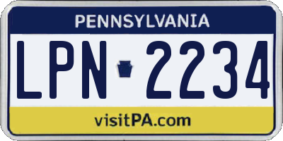 PA license plate LPN2234