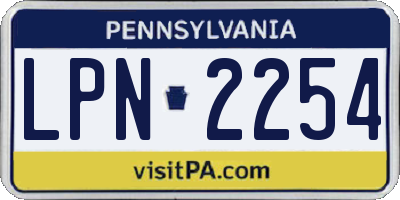 PA license plate LPN2254