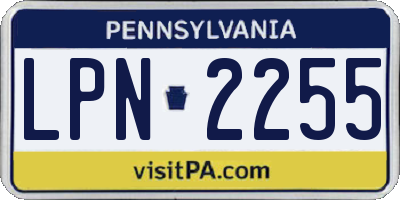 PA license plate LPN2255