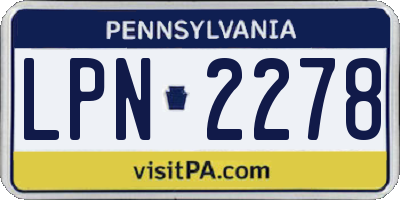 PA license plate LPN2278