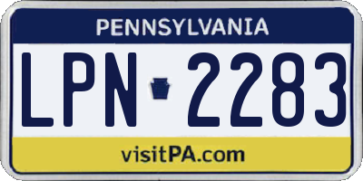 PA license plate LPN2283