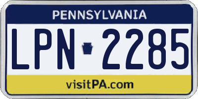 PA license plate LPN2285