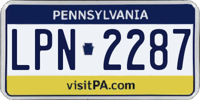 PA license plate LPN2287
