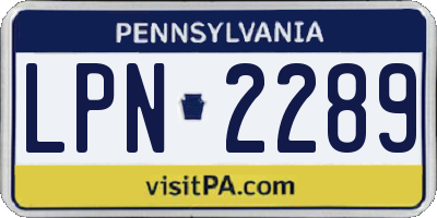 PA license plate LPN2289