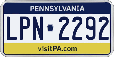 PA license plate LPN2292