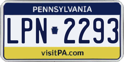 PA license plate LPN2293