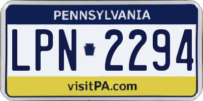 PA license plate LPN2294