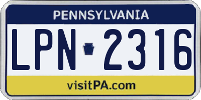 PA license plate LPN2316