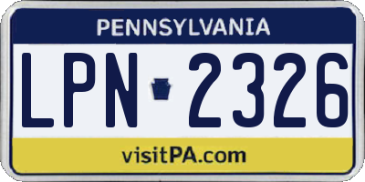 PA license plate LPN2326