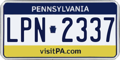 PA license plate LPN2337