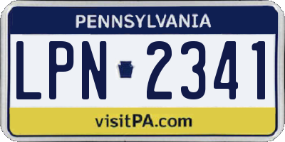 PA license plate LPN2341
