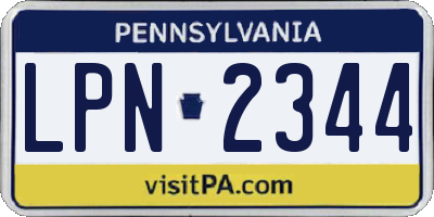 PA license plate LPN2344