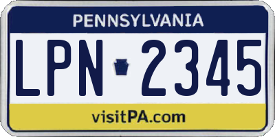 PA license plate LPN2345