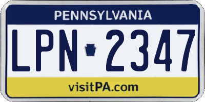 PA license plate LPN2347