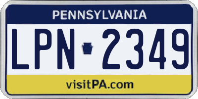 PA license plate LPN2349