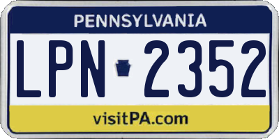 PA license plate LPN2352