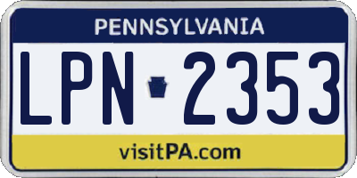 PA license plate LPN2353