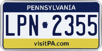 PA license plate LPN2355
