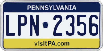 PA license plate LPN2356
