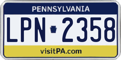 PA license plate LPN2358