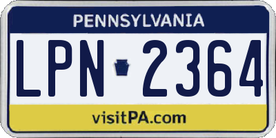 PA license plate LPN2364