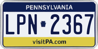 PA license plate LPN2367