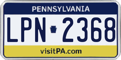 PA license plate LPN2368
