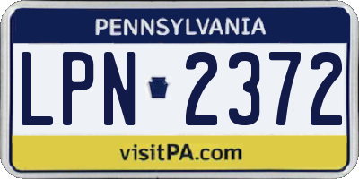 PA license plate LPN2372