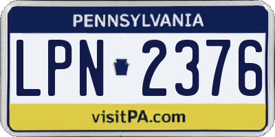PA license plate LPN2376