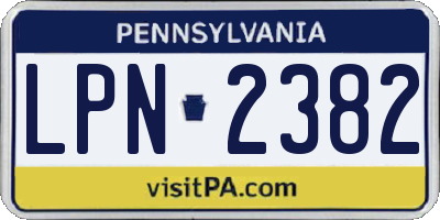 PA license plate LPN2382