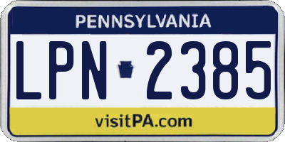 PA license plate LPN2385