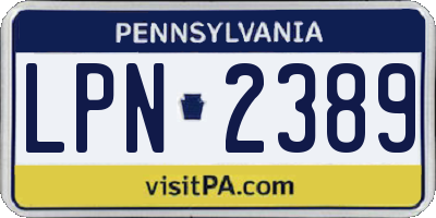PA license plate LPN2389
