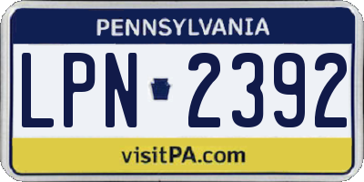 PA license plate LPN2392