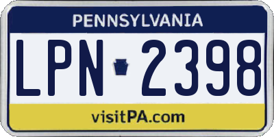 PA license plate LPN2398