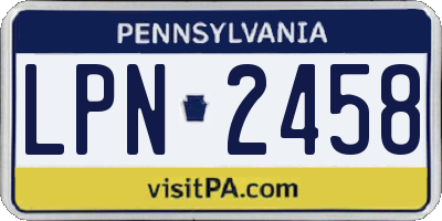 PA license plate LPN2458
