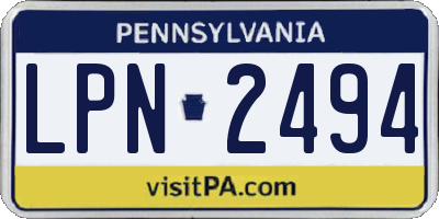 PA license plate LPN2494